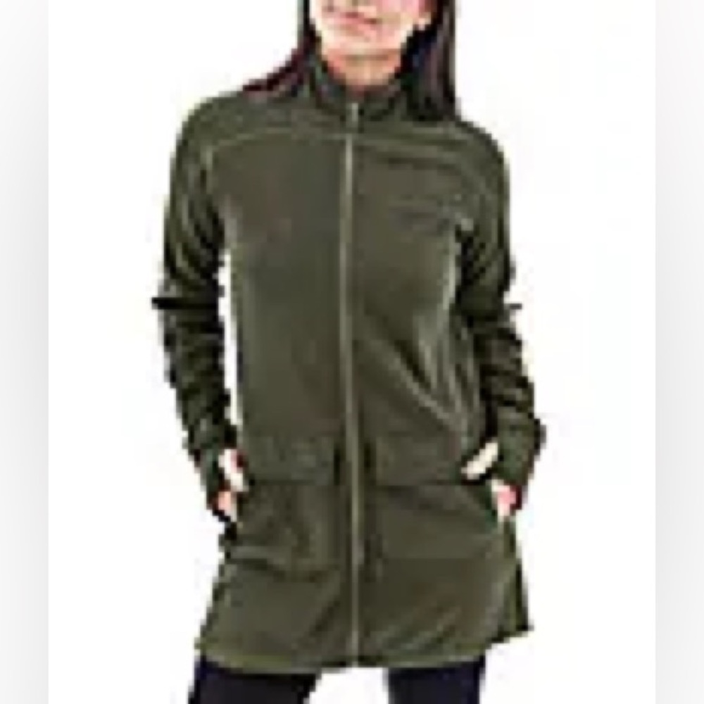 Aventura Women’s Full Zip Forest Green Jacket.  Mid length. Lightweight yet warm